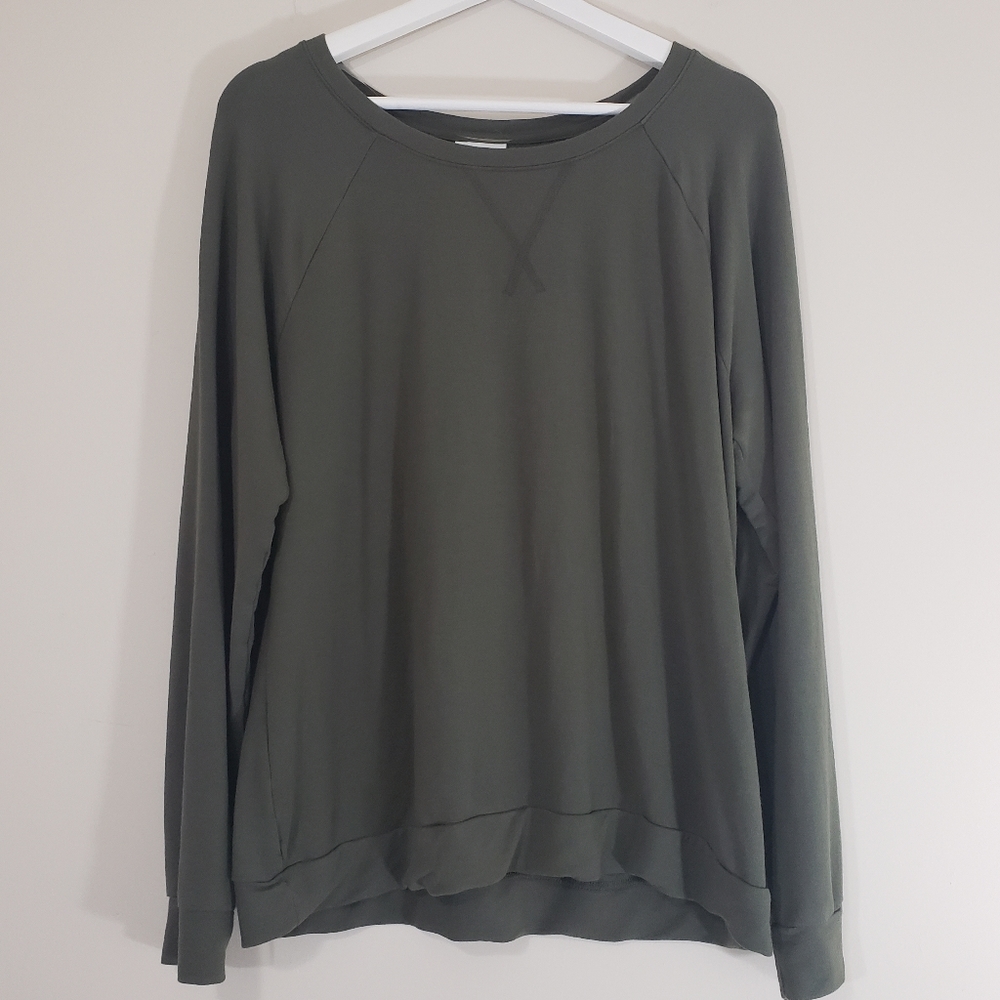 Ava & Viv Tee Raglan Long Green Plus Size XL / 1X
